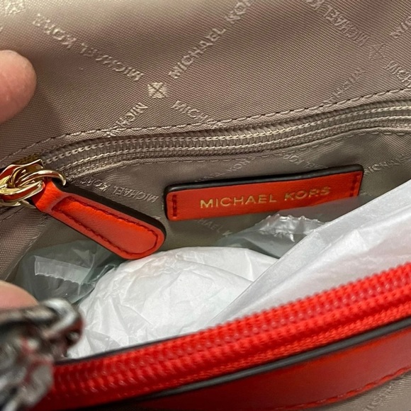 NWT Michael Kors Peyton Medium Quilted Flap Chainlink Shoulder Bag In Mandarin - Picture 9 of 13